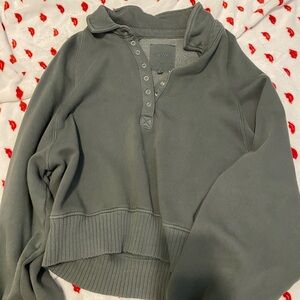 Aerie Charcoal Button-Up Top